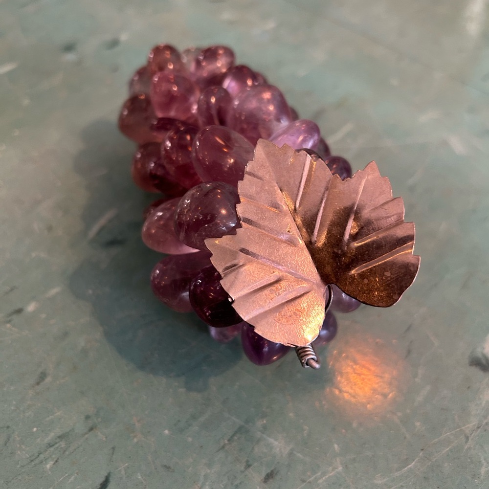 Real amethyst stone grapes vintage decor - Picture 4 of 6